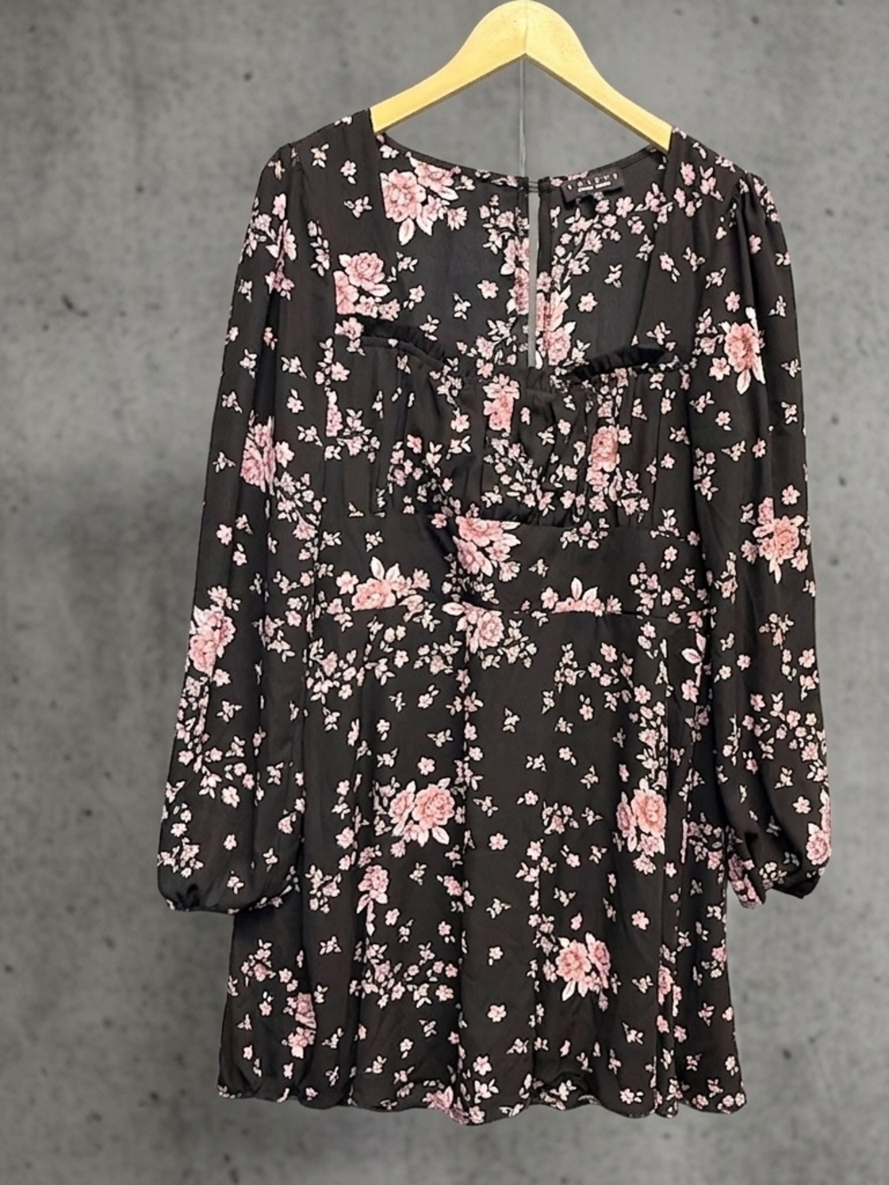 TRIXXI Floral Mini Dress Black Pink Ruched Bust Size XXL Plus Short Flowy